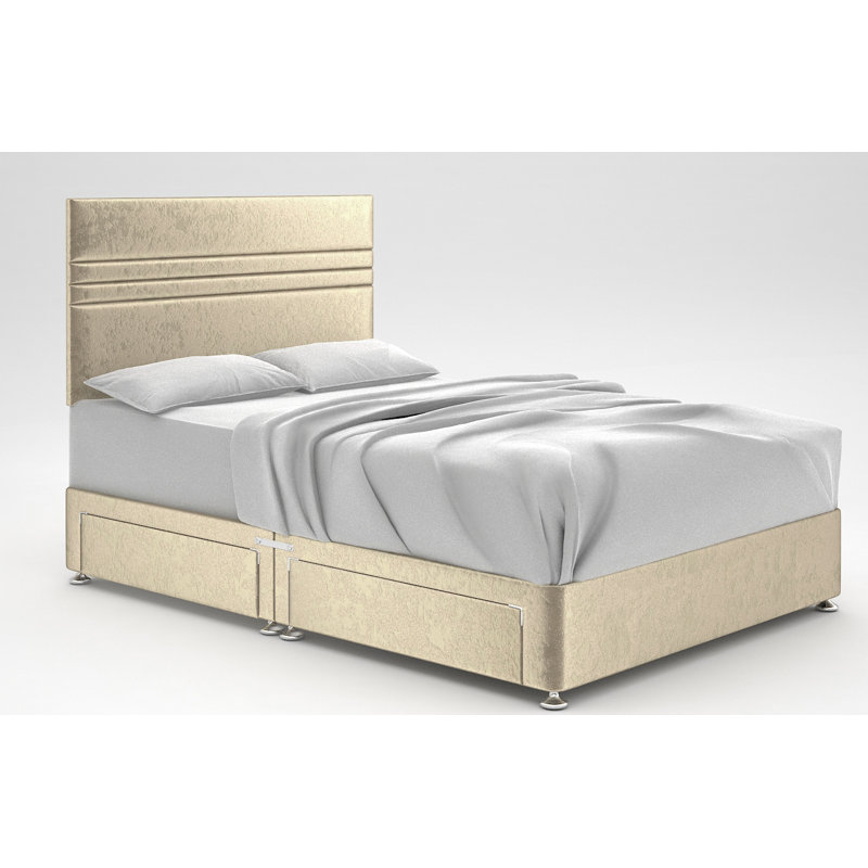 Ostara Divan Bed Base, Small Single (2'6), Cream, 2 Drawers Same Side