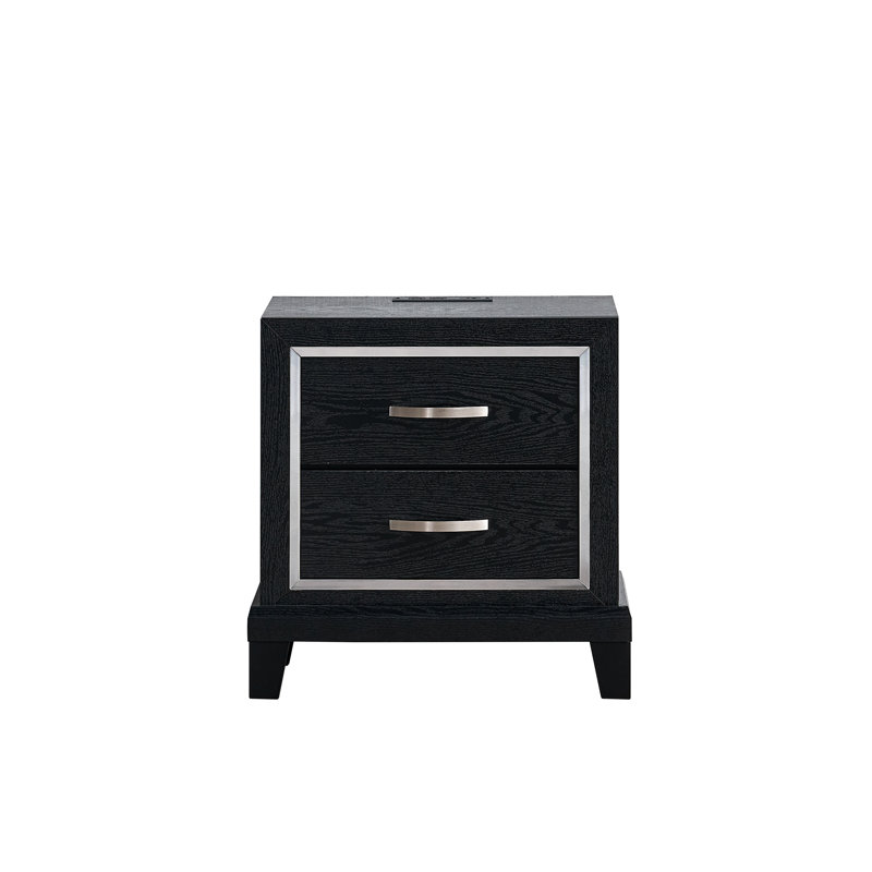 Table de chevet 2 tiroirs Livingston, noir