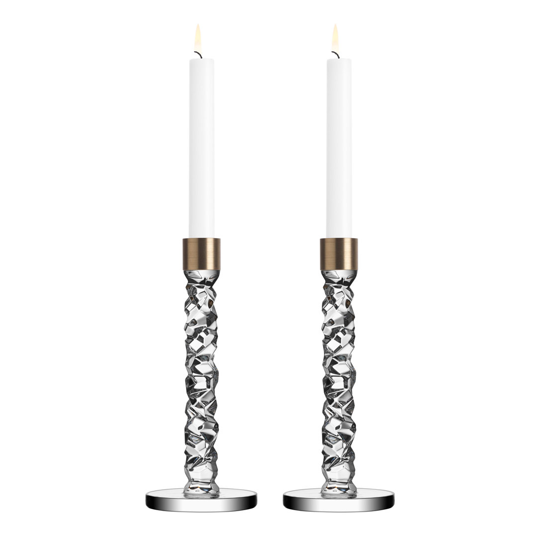 Carat Crystal Tabletop Candlestick (Set of 2) Orrefors 