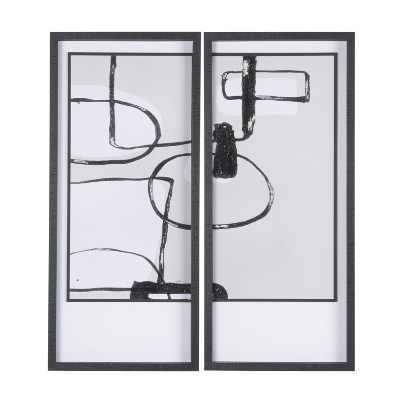 «Neutral Shapes II», reproduction d'art encadrée texturée matte sous verre, Neutral Shapes II, 18.5L x 1.6W x 41.5H, 2
