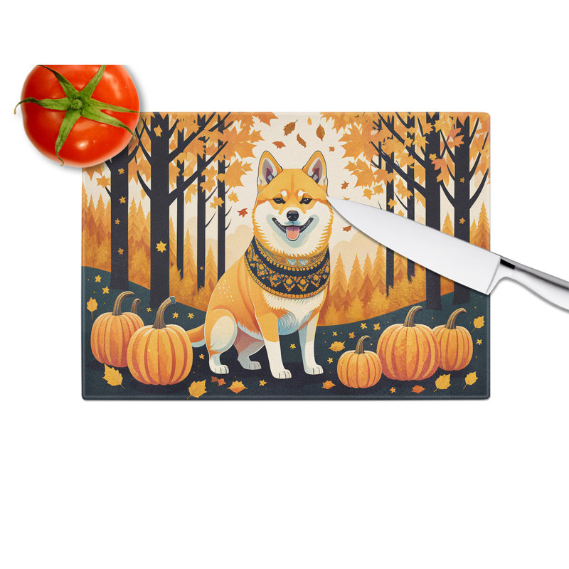 Grande planche à découper en verre Shiba Inu