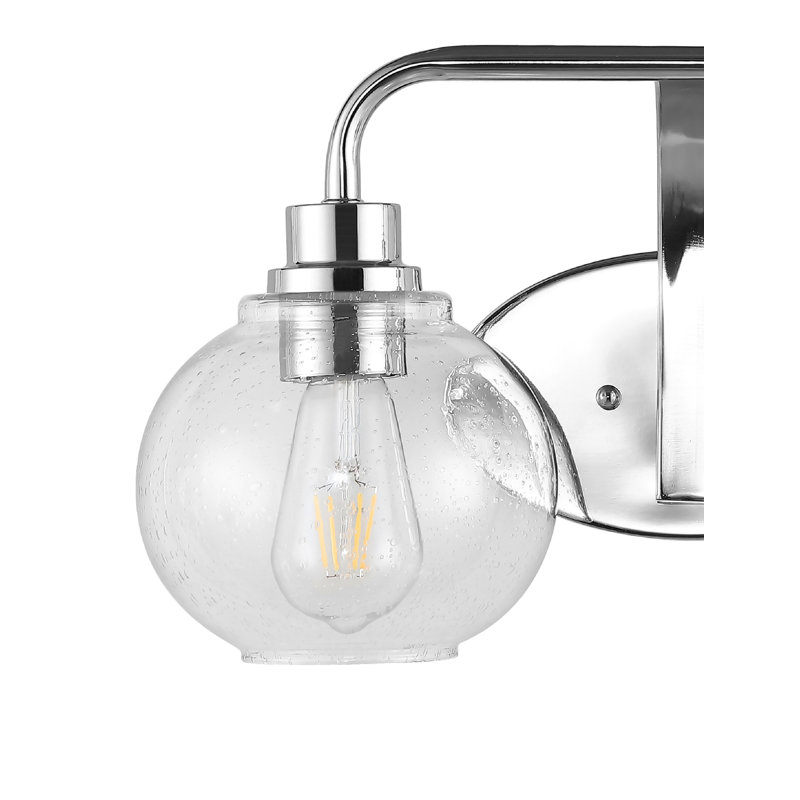Daulton Iron/Seeded Glass Cottage Rustic LED Vanity Light, Chrome, 2