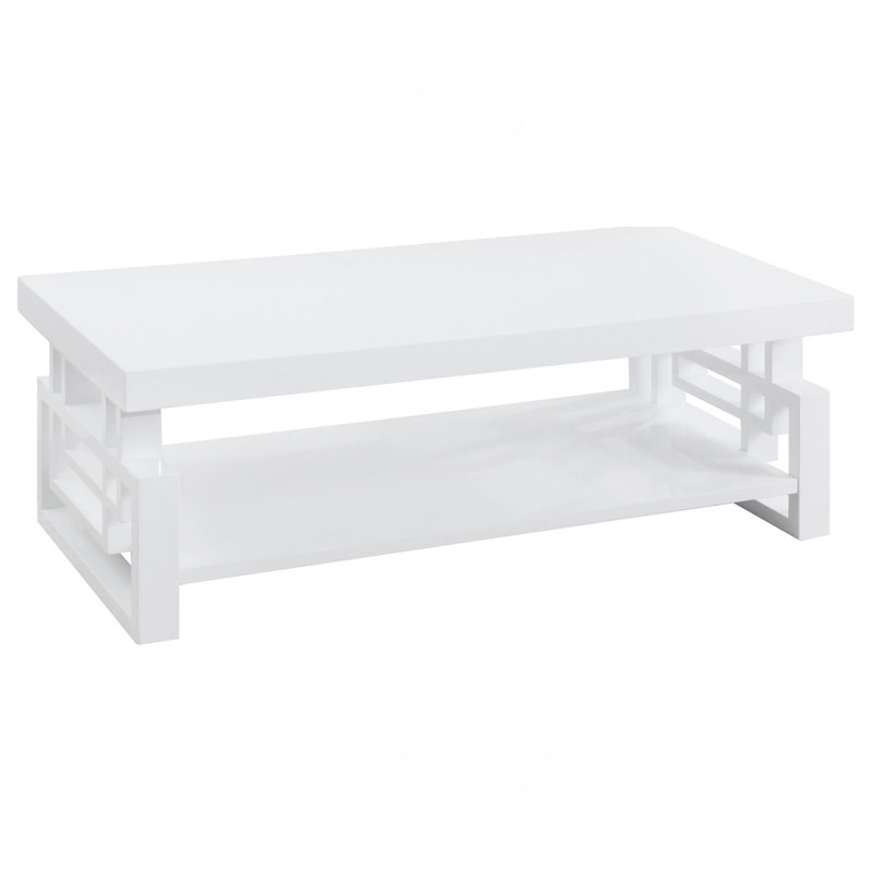 Table basse rectangulaire haute brillance blanche