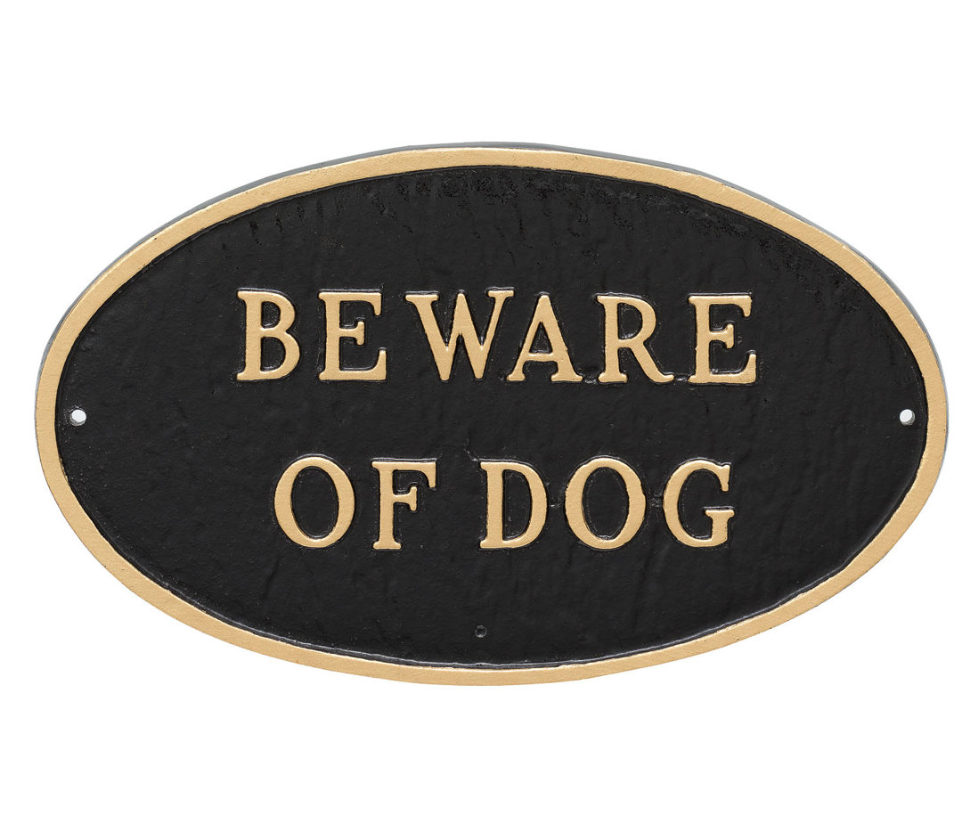 Large Oval Beware of Dog Statement Plaque Sign Montague Metal Products Inc. 