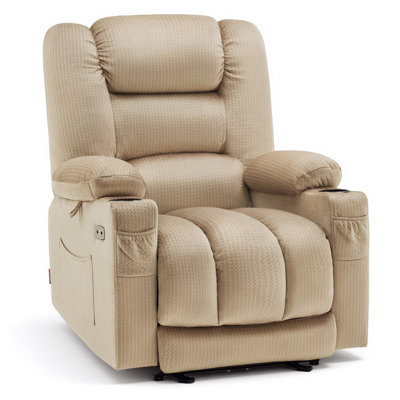 Color Electric Power Recliner Chair with Heat and Massage, USB Ports, Cup Holders