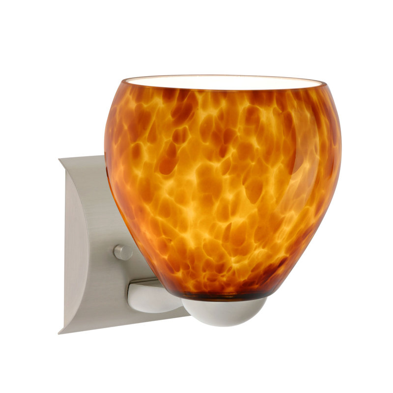 Eynesil Flush Mounted Sconce, Satin Nickel, Honey, Incandescent