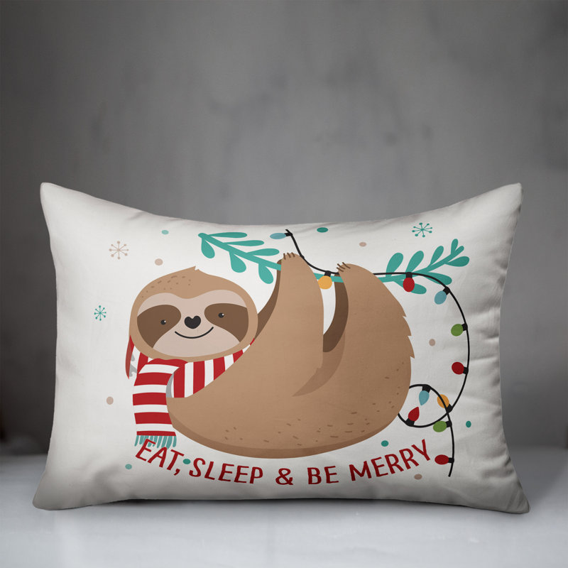  Coussin Eat Sleep Be Merry Sloth, Housse de coussin seulement - sans coussin
