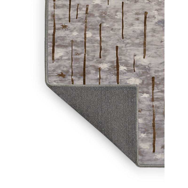 Tapis gris soyeux et moelleux, Rectangulaire 3 pi x 5 pi