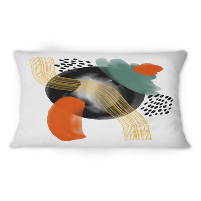 Composition minimaliste à pois noirs - Coussin décoratif imprimé moderne