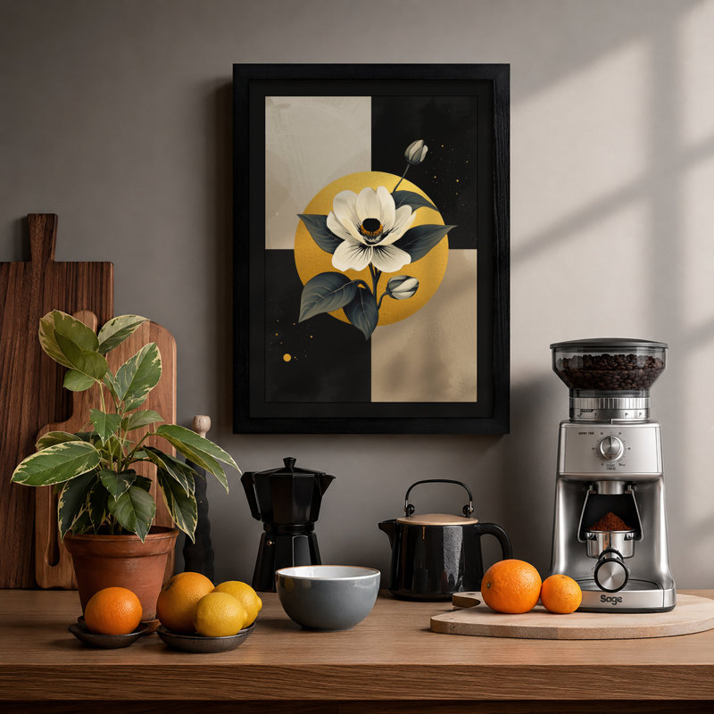 Geometric Bloom Modern - Print, A2 - 59.4 x 42.0 cm, Black
