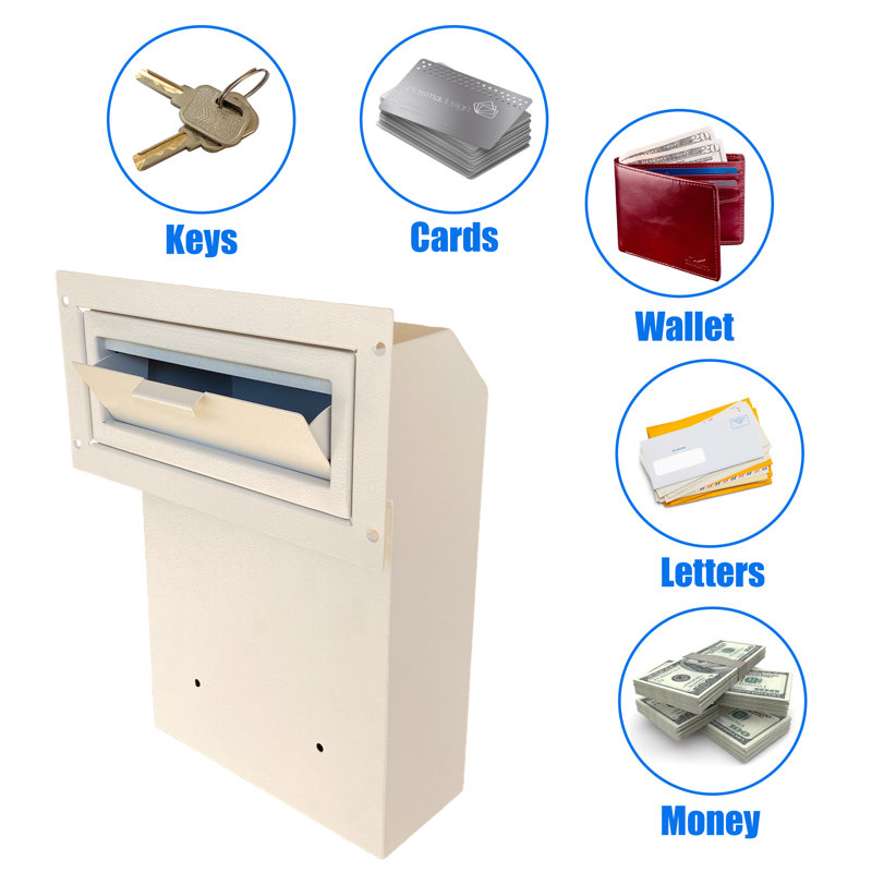 White Heavy Duty Lockable Steel Door Drop Box