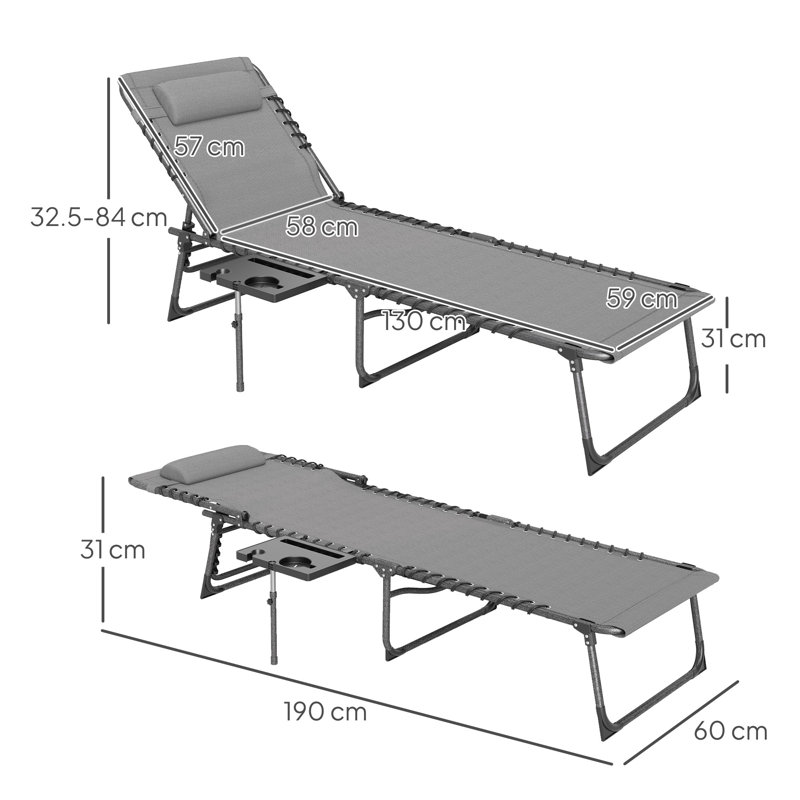 190cm Long Single Chaise, Grey