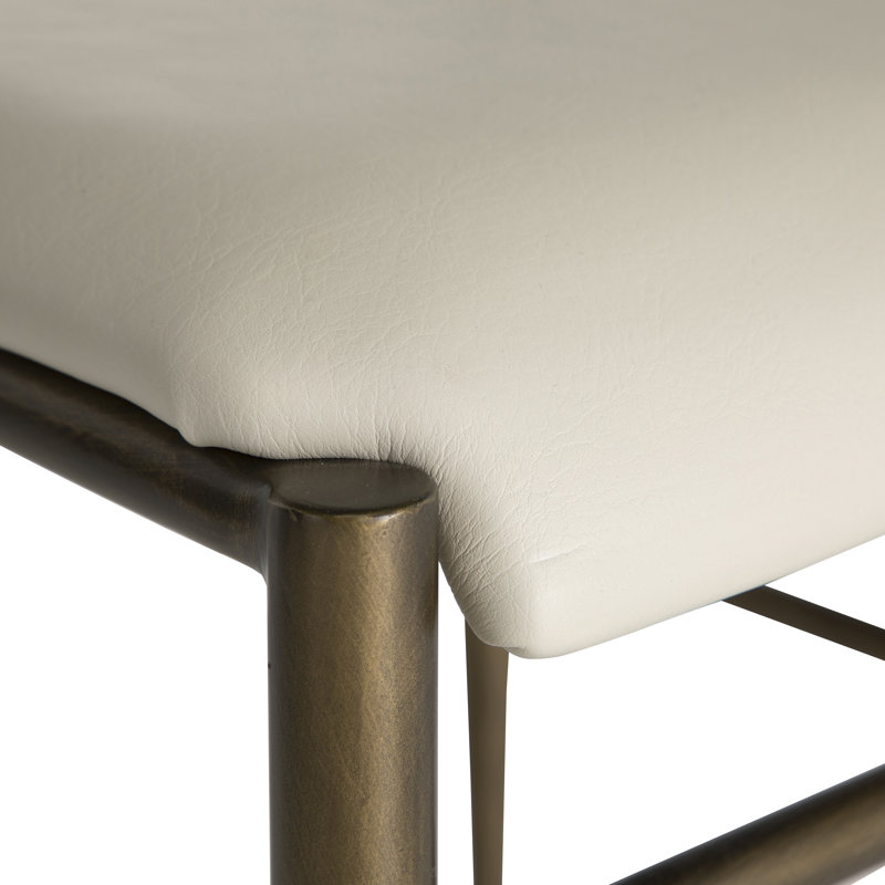 Ward Ladder Back Side Chair in White Leather