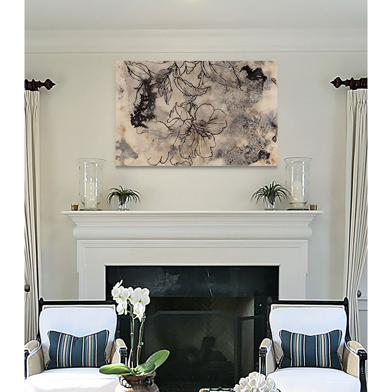 Tattooed Floral II - Single Picture Frame Print, 32" H x 48" W x 1.5" D, Wrapped Canvas