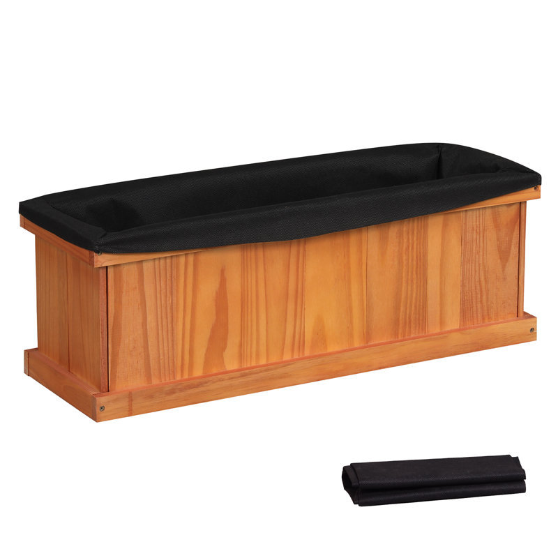  Lit de jardin surélevé en bois 2PCS avec trous de drainage et doublure pour faire pousser des herbes, 2