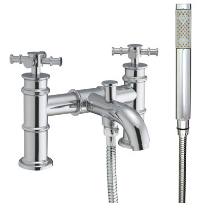 2 Handle Deck Tub Spout Bath Filler with Diverter