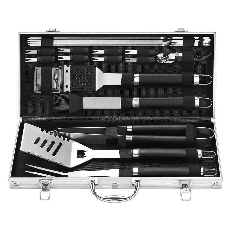 Stainless Steel Grilling Tool Set, Black