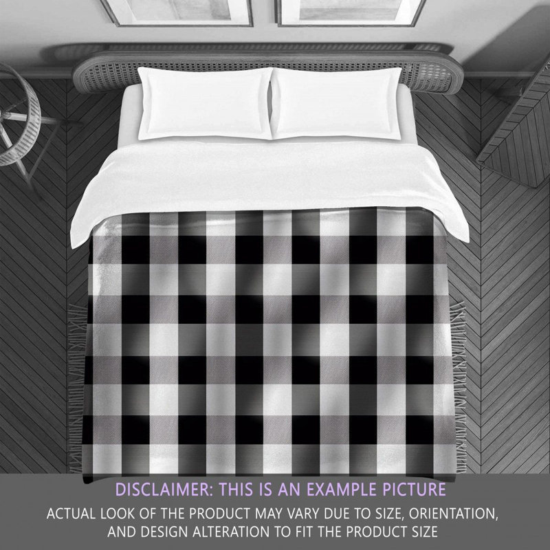 Gingham Comforter, King Comforter, Black/Silver