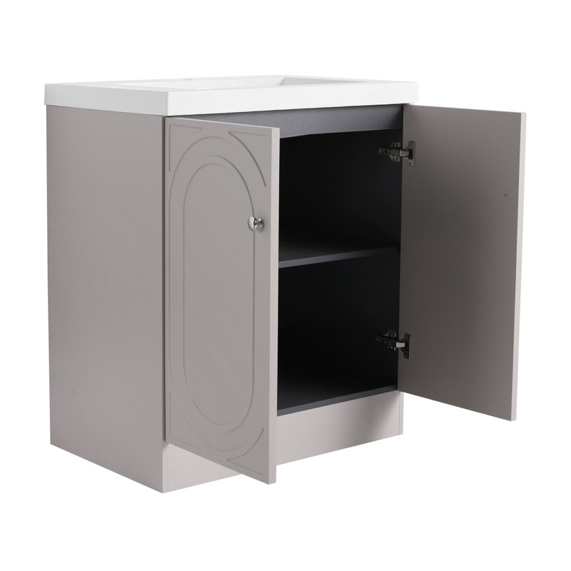 Meuble-lavabo autoportant avec lavabo en résine, 29.5"