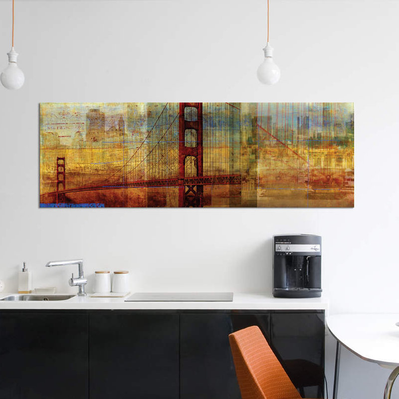 « crépuscule bridge » par pi studio, reproduction d’impression sur toile tendue, H 12 po x l 36 po x P 1,5 po
