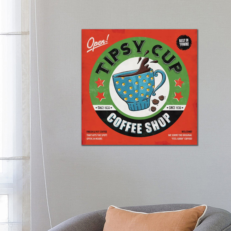 Tipsy Cup by Ester Kay - Print on Canvas, 66.04 cm H x 66.04 cm W, White Framed