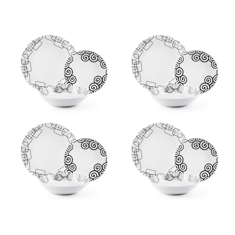 Magic Black Piece Porcelain Dinnerware Set - Service for 4