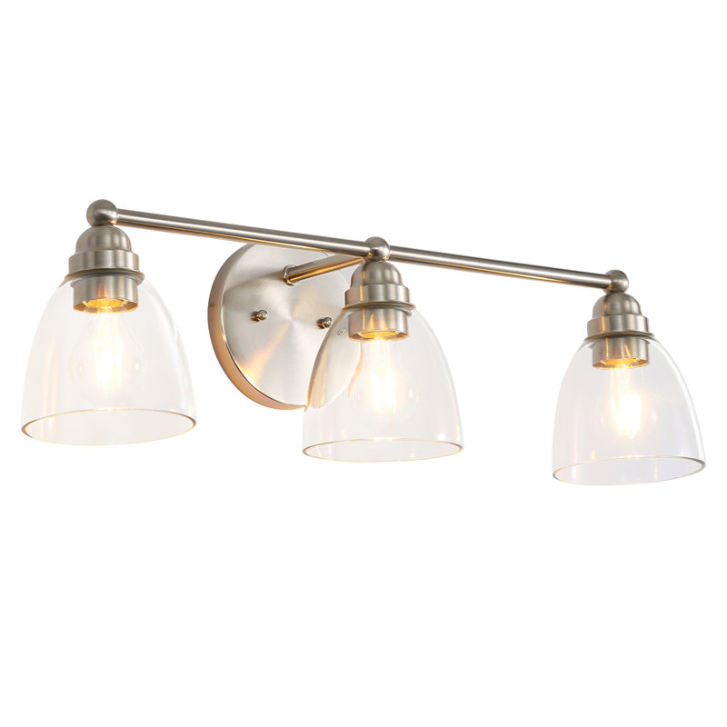 Modern Nickel Bathroom Vanity Light with Clear Shade Vanity Light Fixture without Light