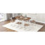 Modern 7-Piece Dining Table Set With Faux Marble Compact 55Inch Kitchen Table Set For 6, White+Cherry