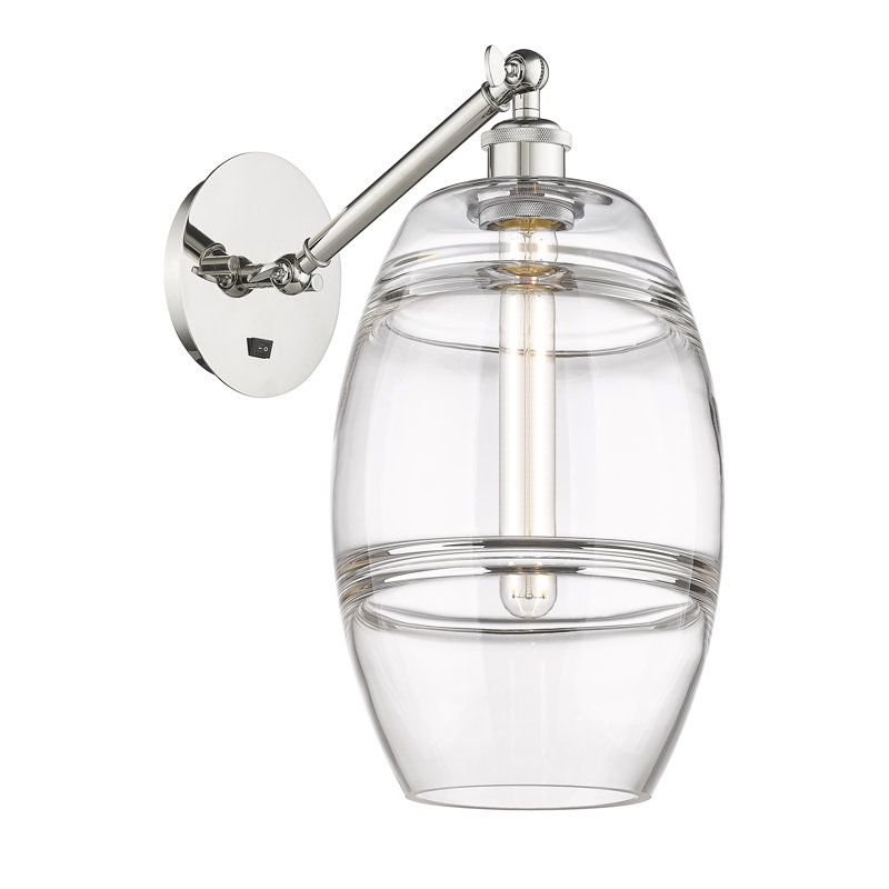 Dundrod Steel Armed Sconce, Clear, Polished Nickel