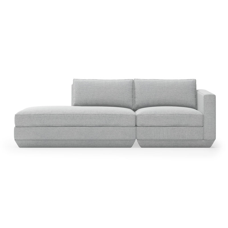 Podium Modular 2 PC Lounge Sofa, Left Hand Facing, Bayview Silver Performance Twill