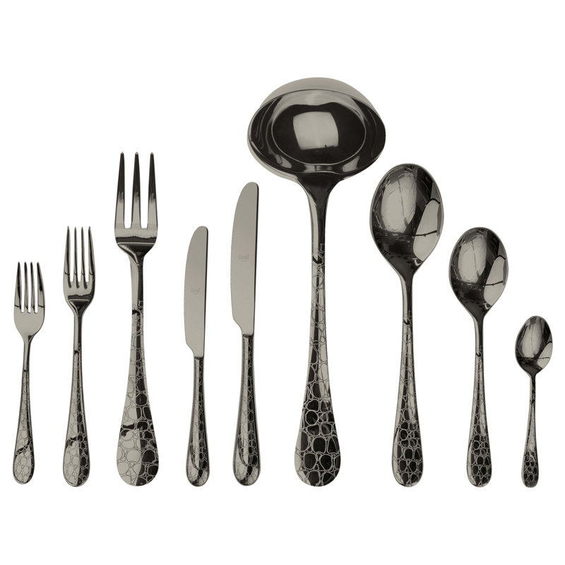 Coccodrillo Flatware Set - 39 Pieces - Black Gold, Black Gold