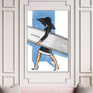 Oliver Gal Fashion And Glam Surfer Girl Tall, Glam Black On Canvas