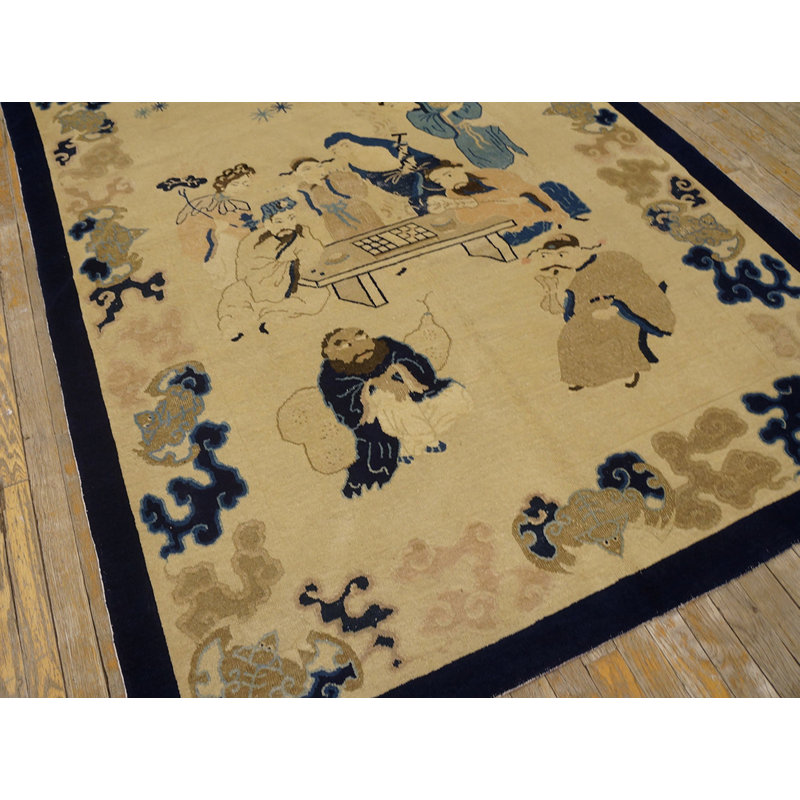 Tapis antique antique de couleur ivoire de Pékin