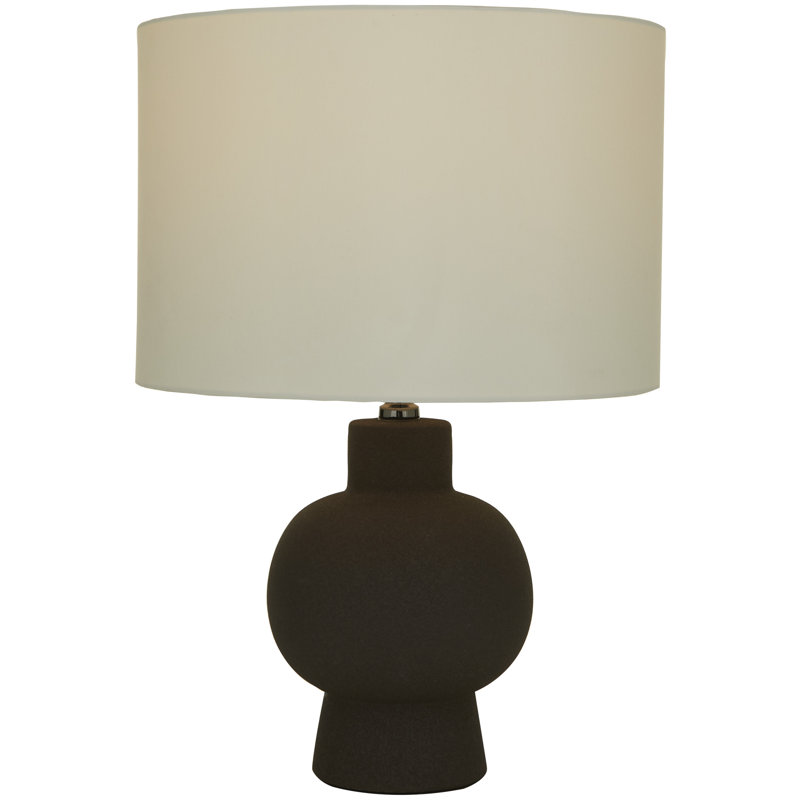 Ceramic Gourd Style Base Black Table Lamp with Drum Shade