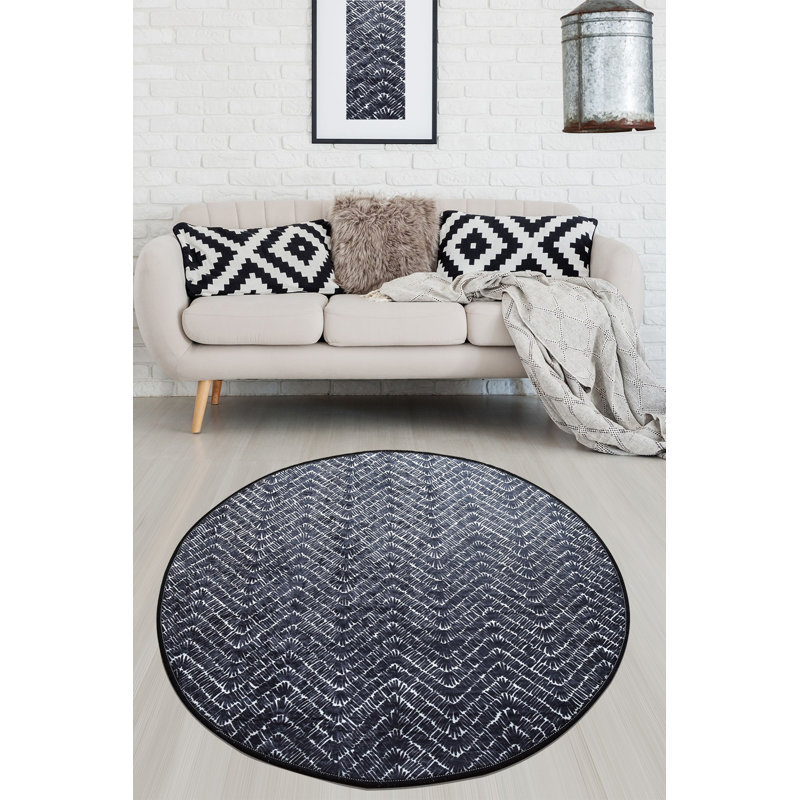 Tapis gris Muge, Rond 3 pi 3 po