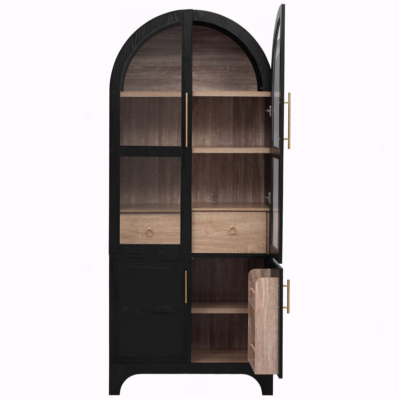Grand garde-manger arqué 71 "avec tablettes de porte 71", Noir