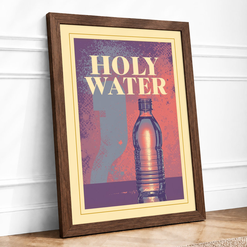 Holy Water Retro - Framed Print, A3 - 42.0 x 29.7 cm, Walnut