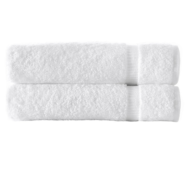 Motto 2 Piece Bath Sheet Towel Set %100 Turkish Cotton , White