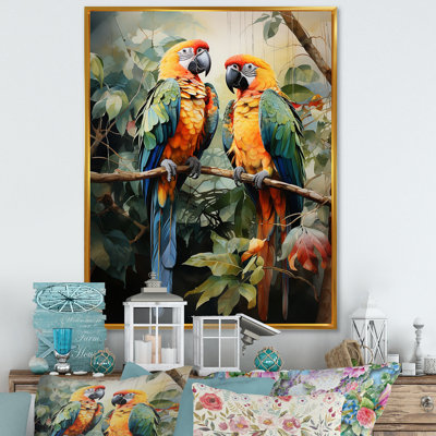 Deux perroquets sur une branche III - reproduction
