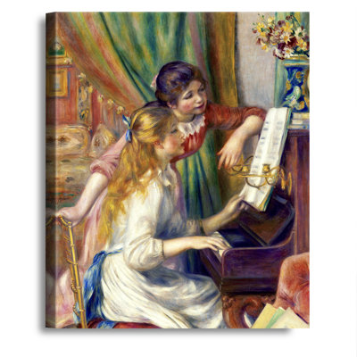 Reproduction de peinture, "Impression sur toile", "Les filles au piano" par Pierre-Auguste Renoir