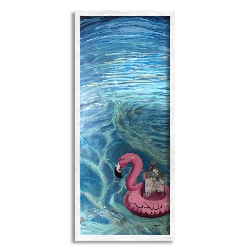 «Flamingo Pool Float Summertime Swirled Water Ripples» par Stacy Gresell - cadre photo, impression sur bois
