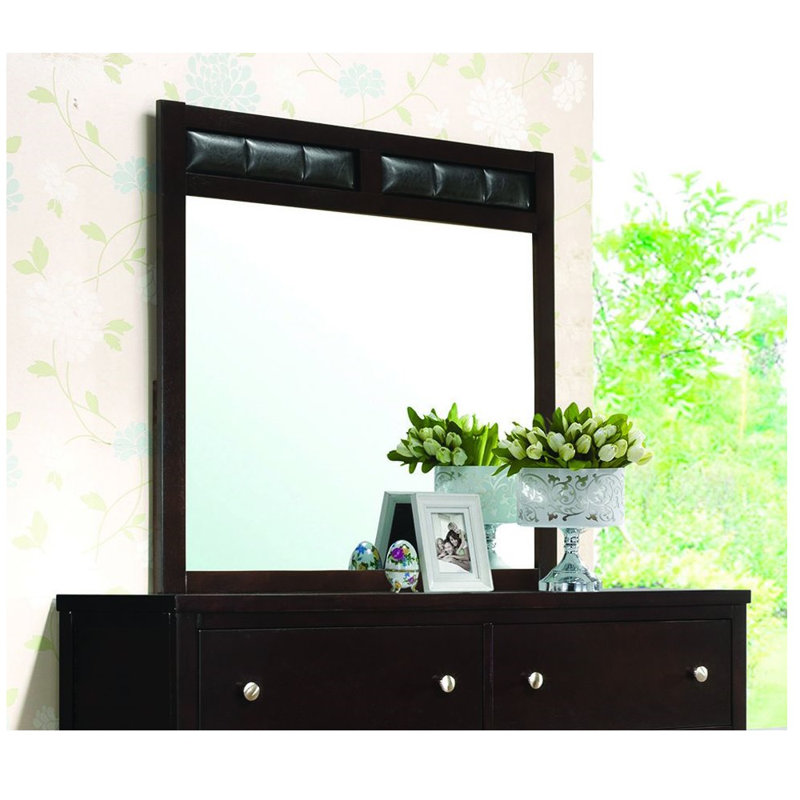 Commode double 6 tiroirs avec miroir Finchley, Cappuccino