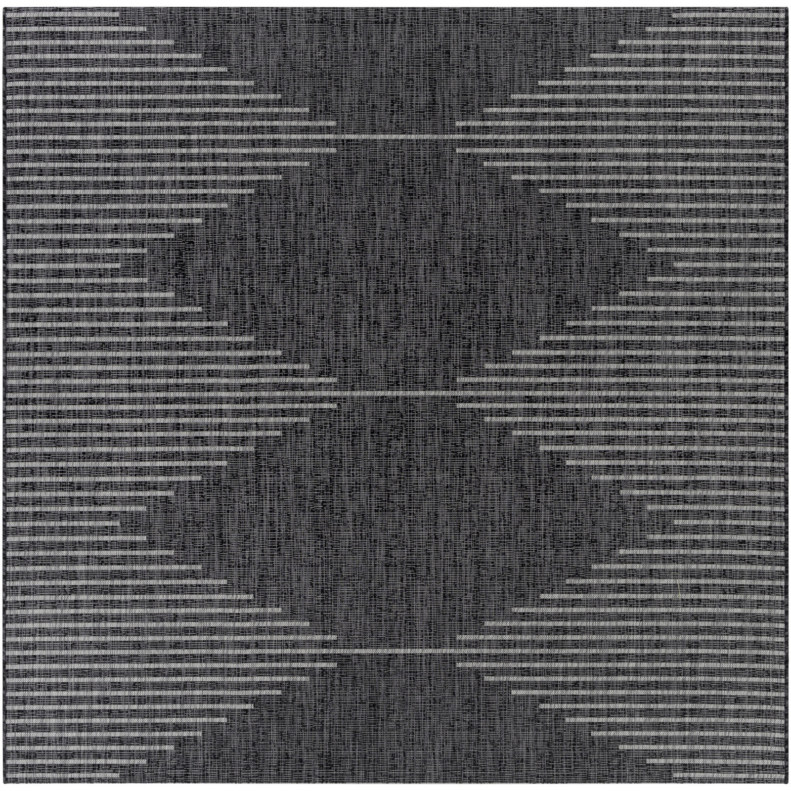 Abdulazeez Irielle Geometric Black Indoor/Outdoor Area Rug, Square 7'10"
