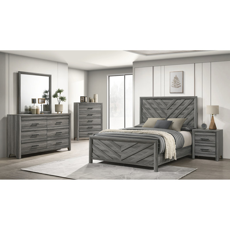 Élégant lit simple gris, créant une atmosphère douillette et chic pour la chambre à coucher, fabriqué avec précision