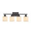 Luminaires de salle de bain noirs, miroir de coiffeuse moderne à 4 lumières, appliques murales avec abat-jour en verre givré blanc laiteux, douille E26 (ampoules non incluses)-129863447