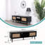 Aker Black Rattan TV Stand Cabinet with Two Cupboards and Shelves TV Unit - W150 x D40 x H52cm