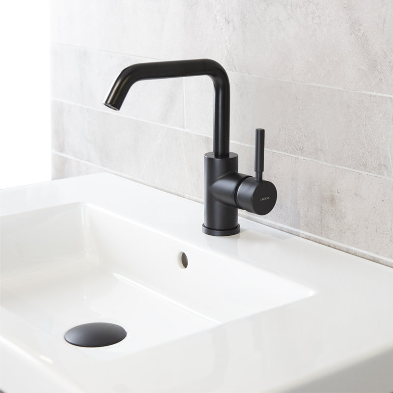 Cigno Single Hole Bathroom Faucet with Drain Assembly, Matte Black