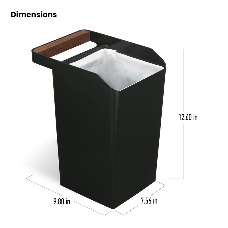 2 Gallon Black Plastic Square Trash Can Set with Handle