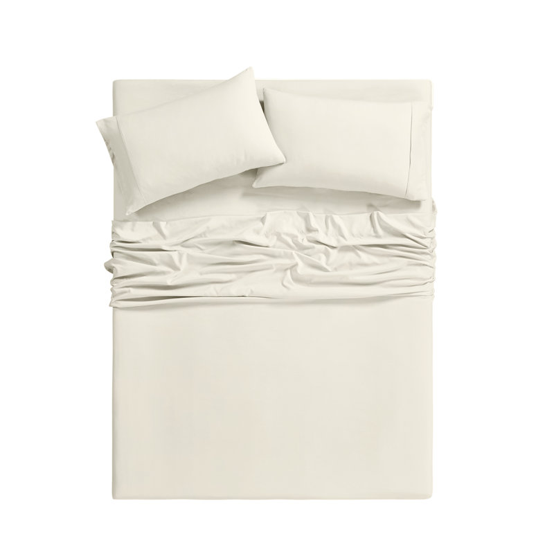Ensemble de draps en bambou à densité de tissage 1800 fils Bibb Home, Ivoire