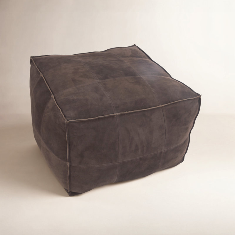 Repose-pieds Shara, Cuir véritable brun foncé
